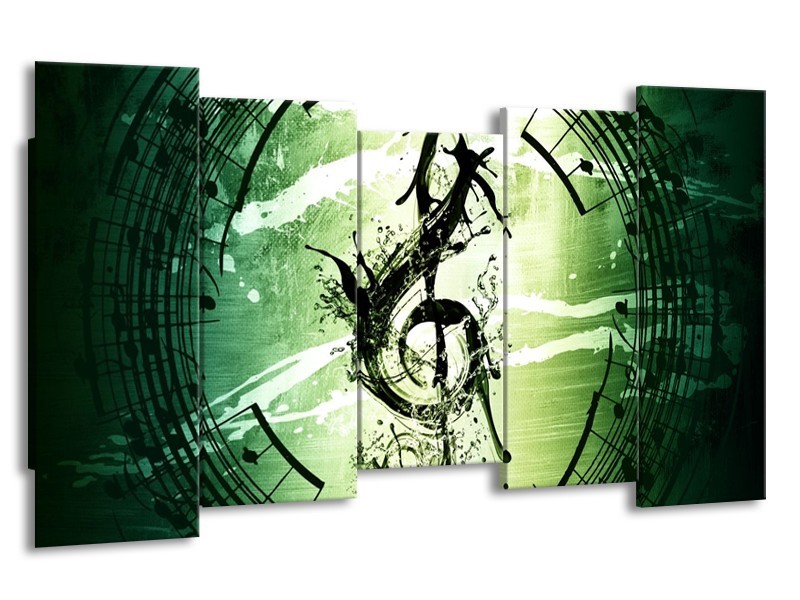 Glas schilderij Gitaar | Groen, Wit, Zwart | 150x80cm 5Luik