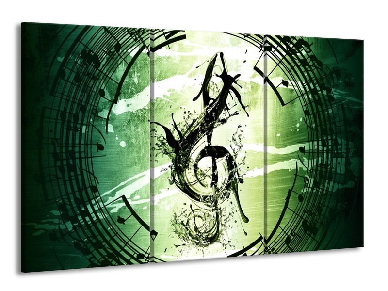 Glas schilderij Gitaar | Groen, Wit, Zwart | 165x100cm 3Luik