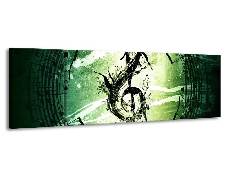 Glas schilderij Gitaar | Groen, Wit, Zwart | 170x50cm 3Luik