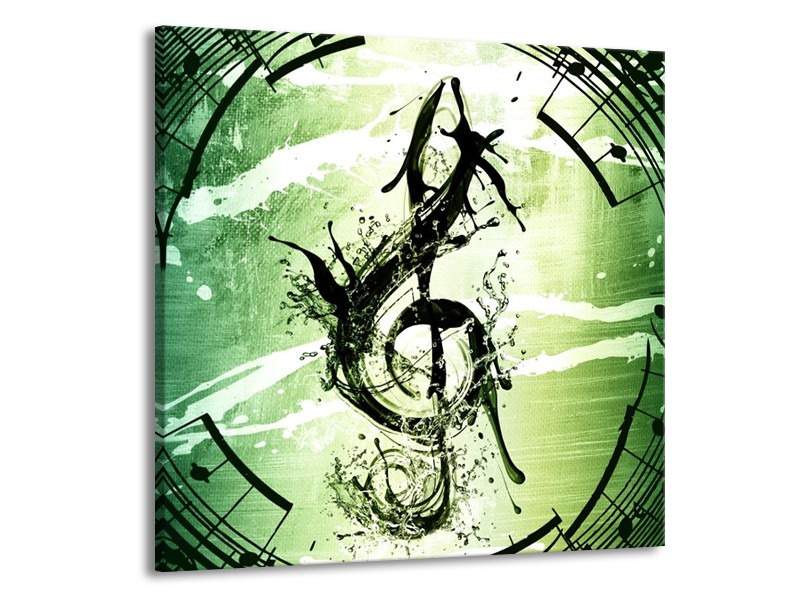 Glas schilderij Gitaar | Groen, Wit, Zwart | 50x50cm 1Luik