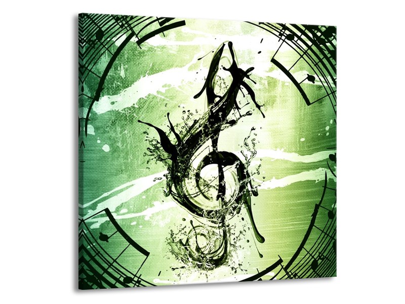 Glas schilderij Gitaar | Groen, Wit, Zwart | 70x70cm 1Luik