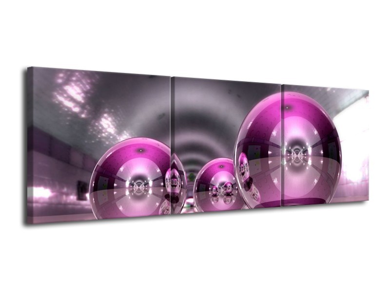 Glas schilderij Modern | Paars, Grijs, Wit | 120x40cm 3Luik