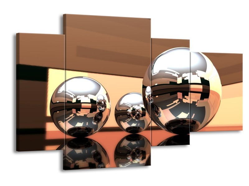 Glas schilderij Modern | Bruin, Geel, Zilver | 120x75cm 4Luik