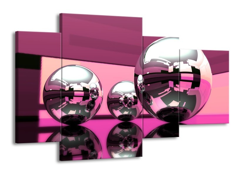 Glas schilderij Modern | Paars, Wit, Zwart | 120x75cm 4Luik