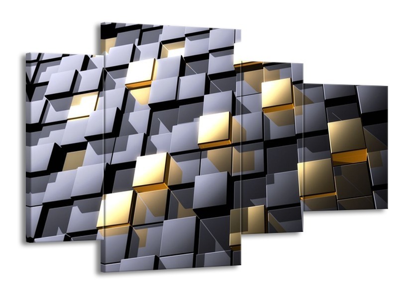 Glas schilderij Modern | Grijs, Geel | 120x75cm 4Luik