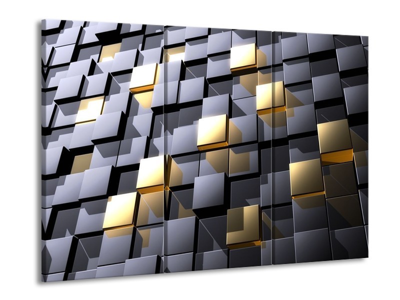 Canvas schilderij Modern | Grijs, Geel | 90x60cm 3Luik