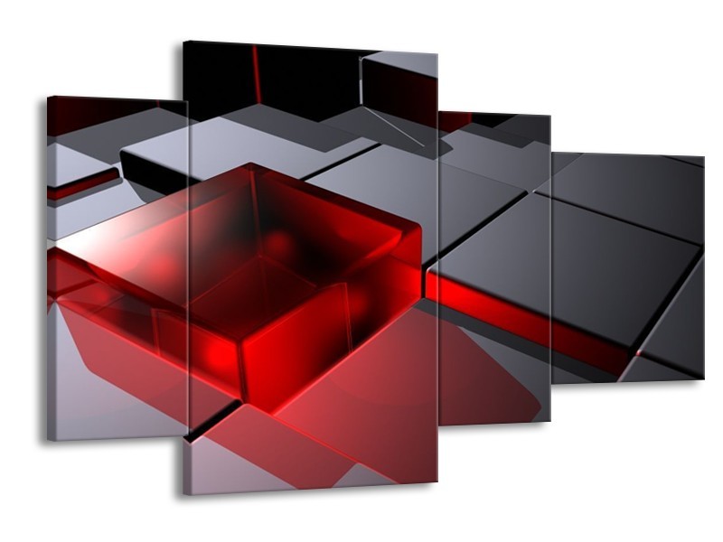Glas schilderij Modern | Rood, Grijs | 120x75cm 4Luik