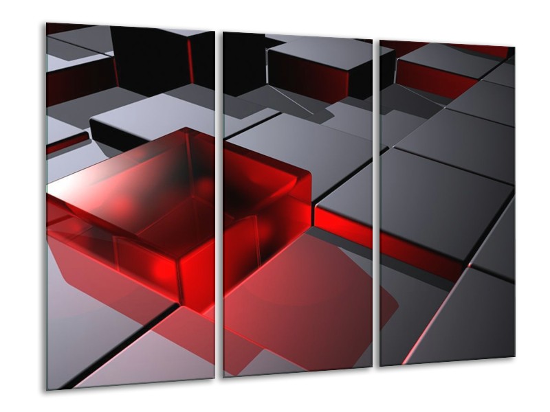 Canvas schilderij Modern | Rood, Grijs | 120x80cm 3Luik
