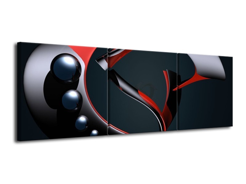 Glas schilderij Modern | Rood, Grijs, Zwart | 120x40cm 3Luik