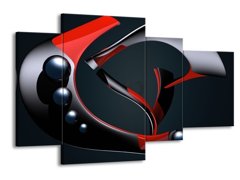 Glas schilderij Modern | Rood, Grijs, Zwart | 120x75cm 4Luik