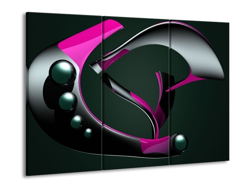 Canvas schilderij Modern | Paars, Grijs, Zwart | 90x60cm 3Luik