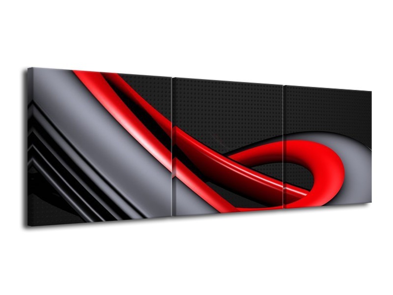Glas schilderij Modern | Rood, Grijs, Zwart | 120x40cm 3Luik