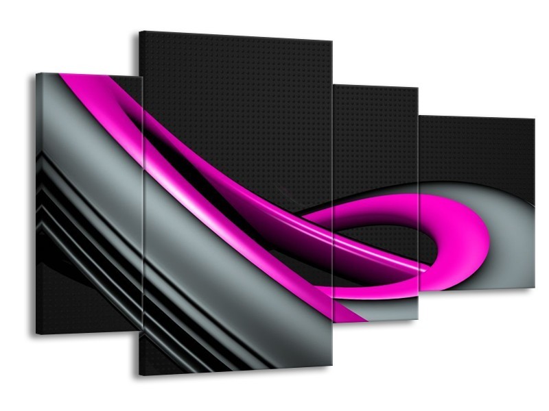 Glas schilderij Modern | Roze, Grijs, Zwart | 120x75cm 4Luik