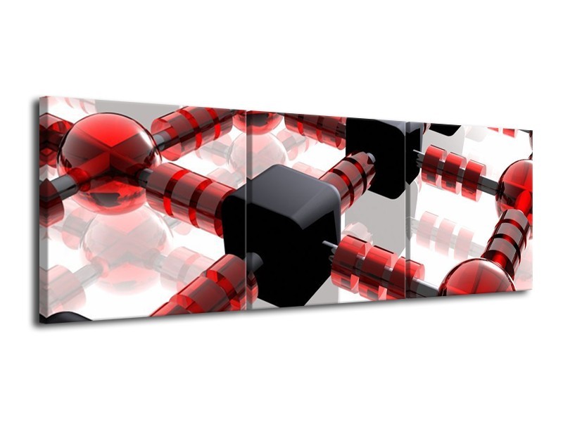 Glas schilderij Modern | Rood, Zwart, Wit | 120x40cm 3Luik