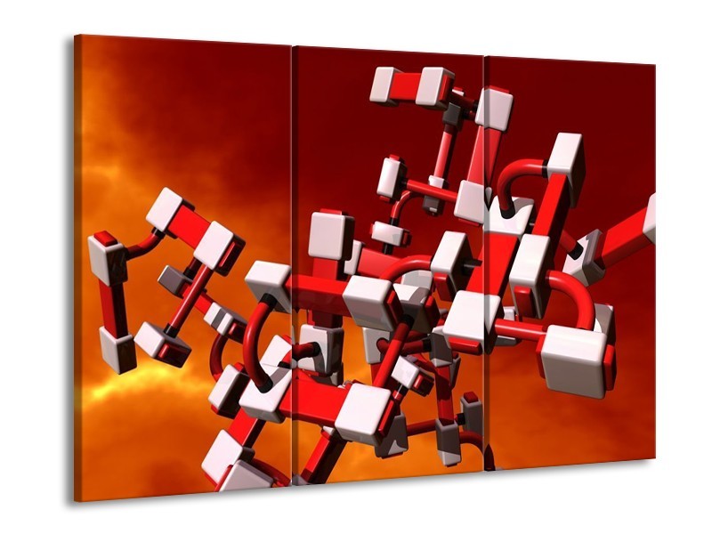 Canvas schilderij Modern | Rood, Zwart, Wit | 90x60cm 3Luik