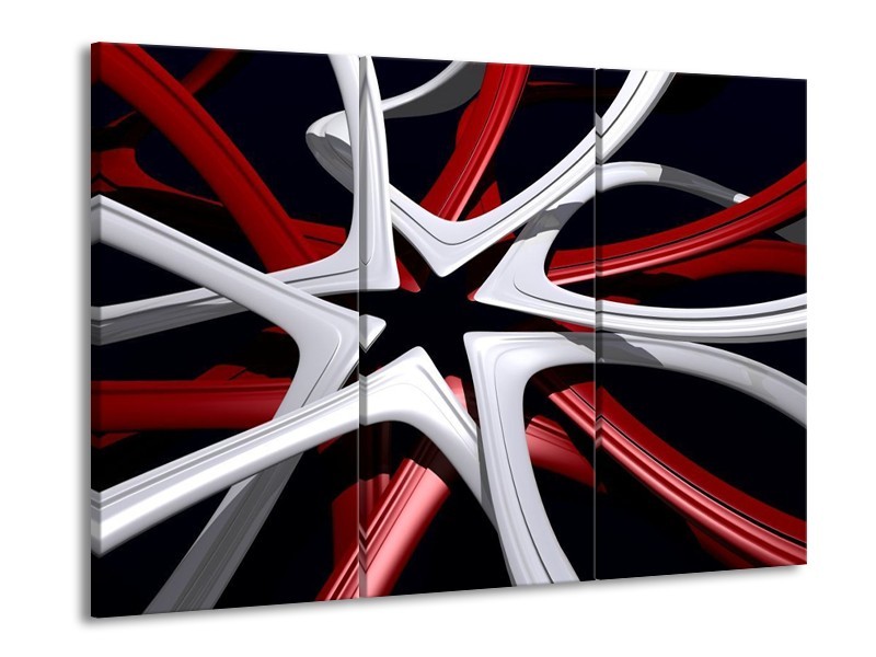 Canvas schilderij Design | Rood, Grijs, Zwart | 90x60cm 3Luik