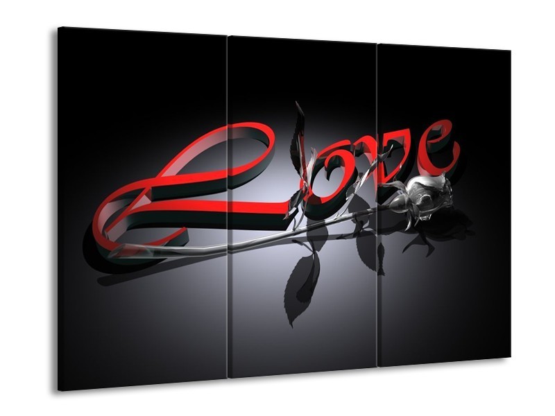 Canvas schilderij Design | Rood, Grijs, Zwart | 90x60cm 3Luik