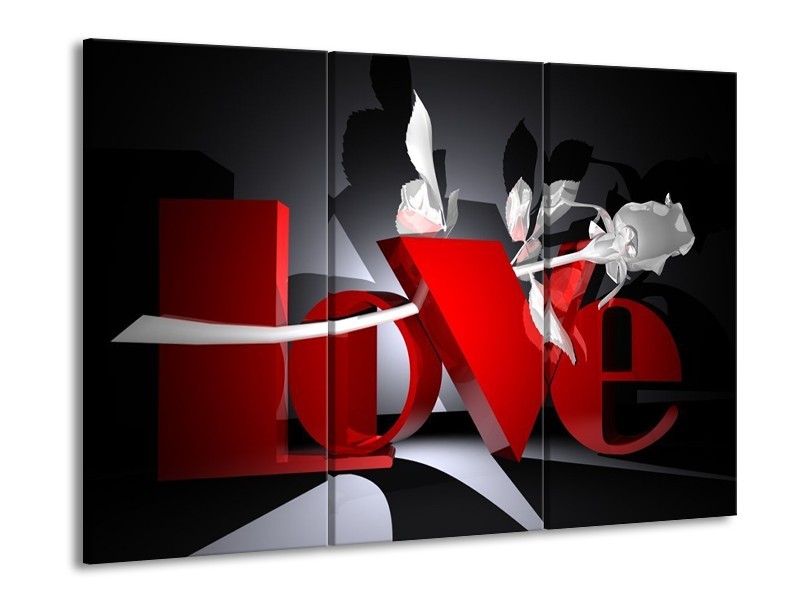 Canvas schilderij Design | Rood, Grijs, Zwart | 90x60cm 3Luik