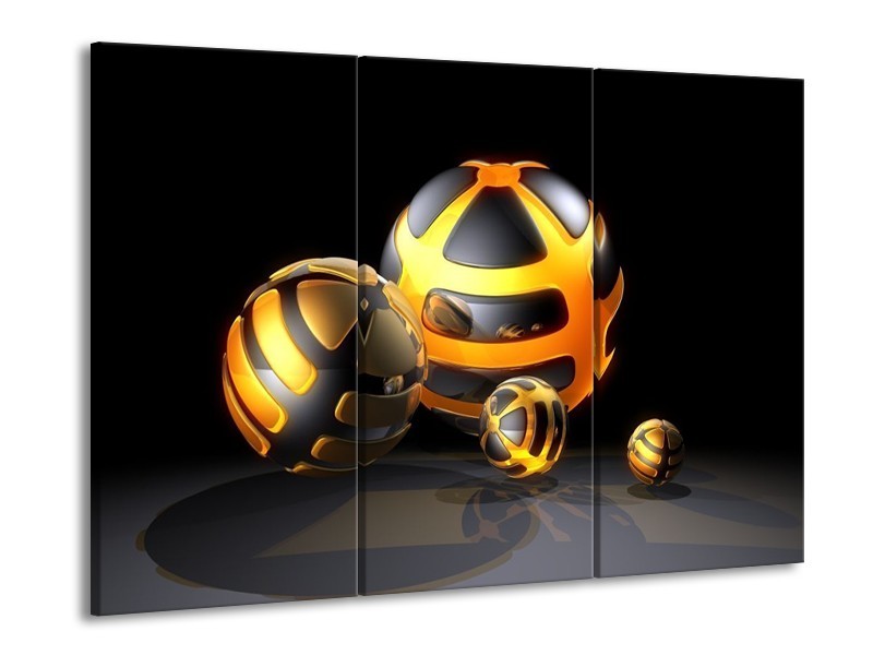 Canvas schilderij Design | Oranje, Grijs, Zwart | 90x60cm 3Luik