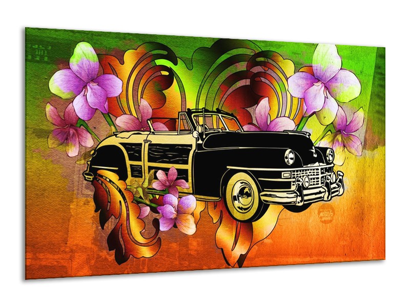 Canvas schilderij Oldtimer | Paars, Geel, Rood | 120x70cm 1Luik