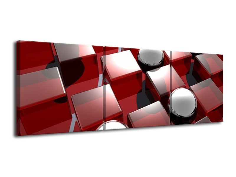 Glas schilderij Modern | Rood, Grijs, Zwart | 120x40cm 3Luik
