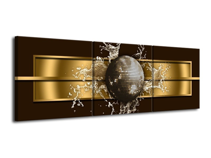 Glas schilderij Modern | Goud, Zwart, Bruin | 120x40cm 3Luik