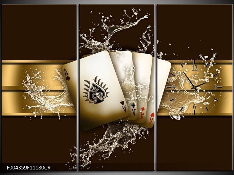 Klok schilderij Modern | Goud, Zwart, Bruin | 111x80cm 3Luik