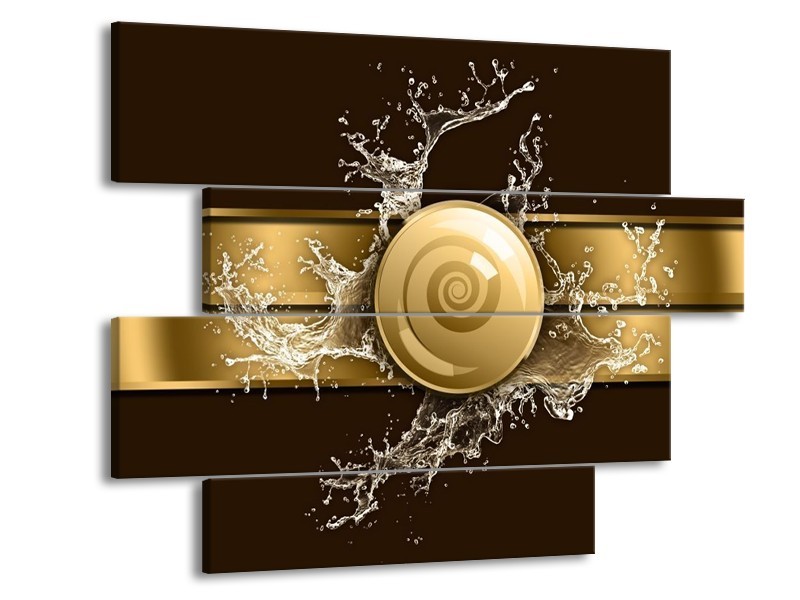 Canvas schilderij Modern | Goud, Zwart, Bruin | 115x85cm 4Luik