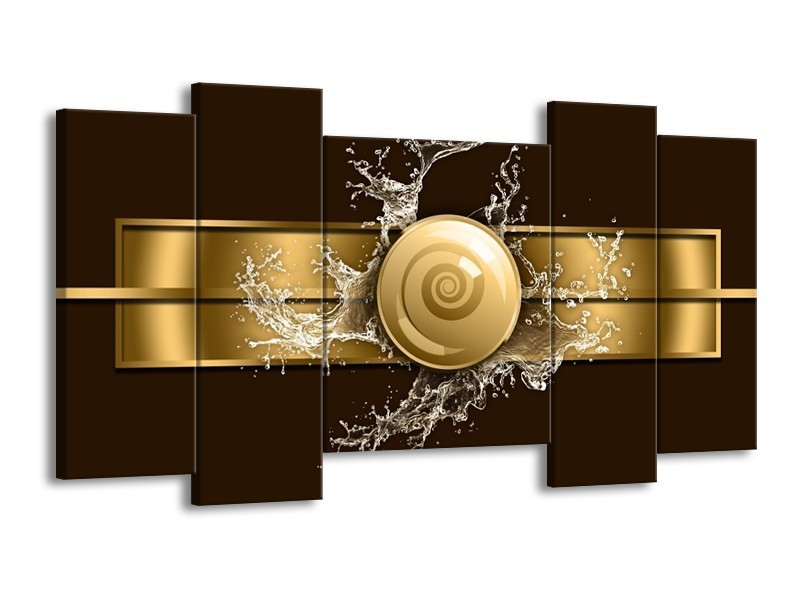Canvas schilderij Modern | Goud, Zwart, Bruin | 120x65 5Luik