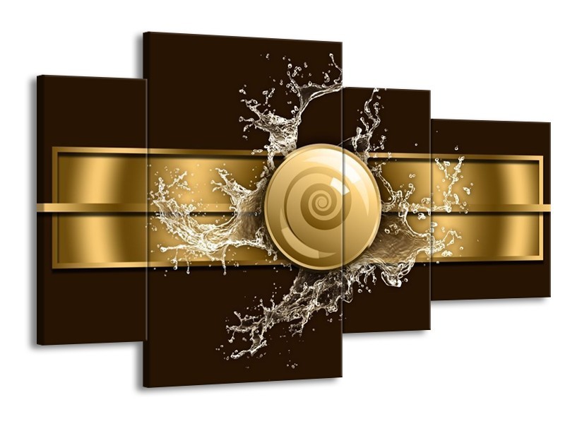 Glas schilderij Modern | Goud, Zwart, Bruin | 120x75cm 4Luik