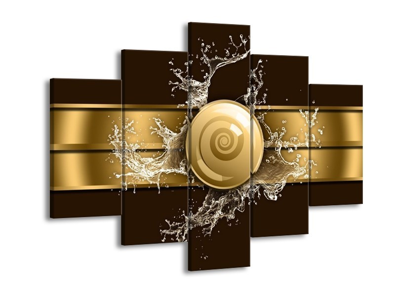 Glas schilderij Modern | Goud, Zwart, Bruin | 150x105cm 5Luik