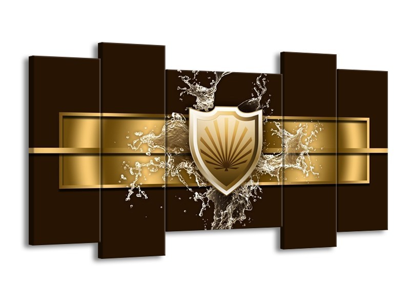 Canvas schilderij Modern | Goud, Zwart, Bruin | 120x65 5Luik