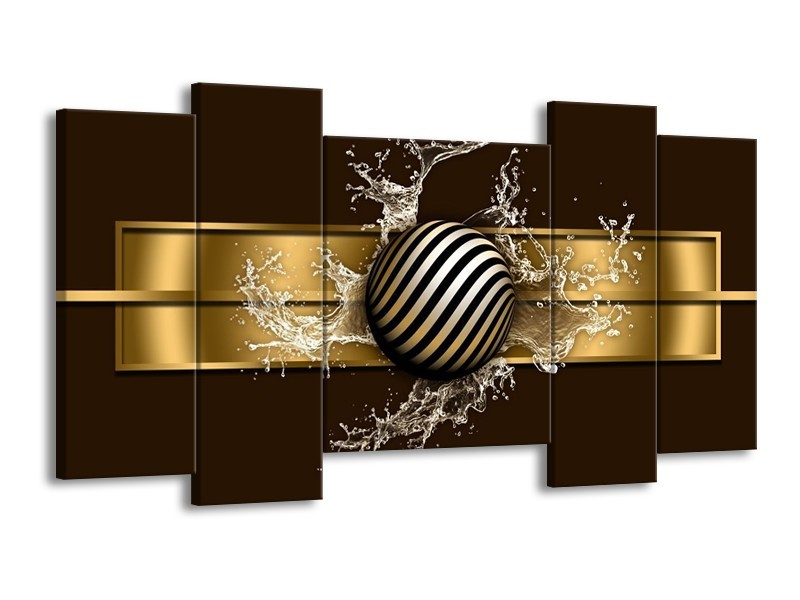 Canvas schilderij Modern | Goud, Zwart, Bruin | 120x65 5Luik