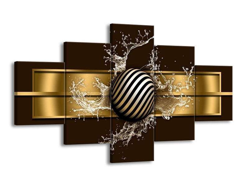 Glas schilderij Modern | Goud, Zwart, Bruin | 125x70cm 5Luik
