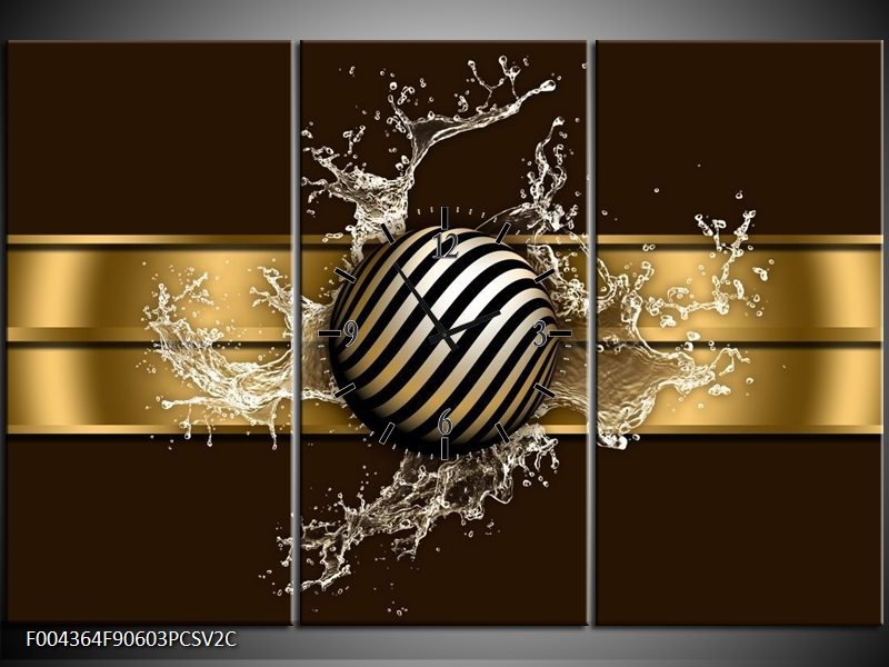Klok schilderij Modern | Goud, Zwart, Bruin | 90x60cm 3Luik