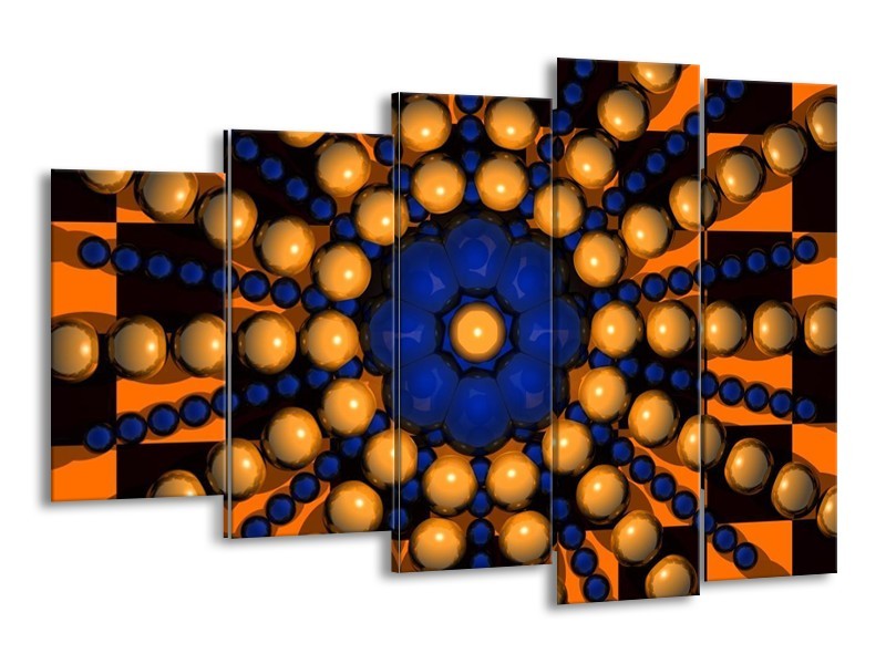 Canvas schilderij Modern | Goud, Blauw, Oranje | 150x100cm 5Luik
