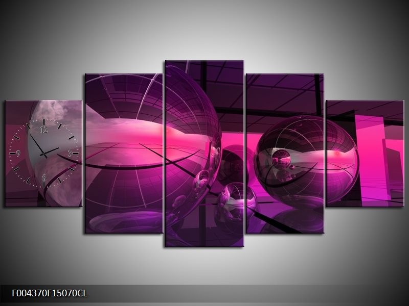 Klok schilderij Modern | Paars, Roze | 150x70cm 5Luik