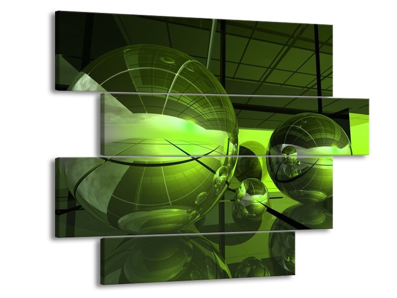 Canvas schilderij Modern | Groen, Zwart | 115x85cm 4Luik