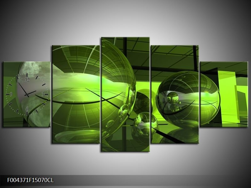 Klok schilderij Modern | Groen, Zwart | 150x70cm 5Luik