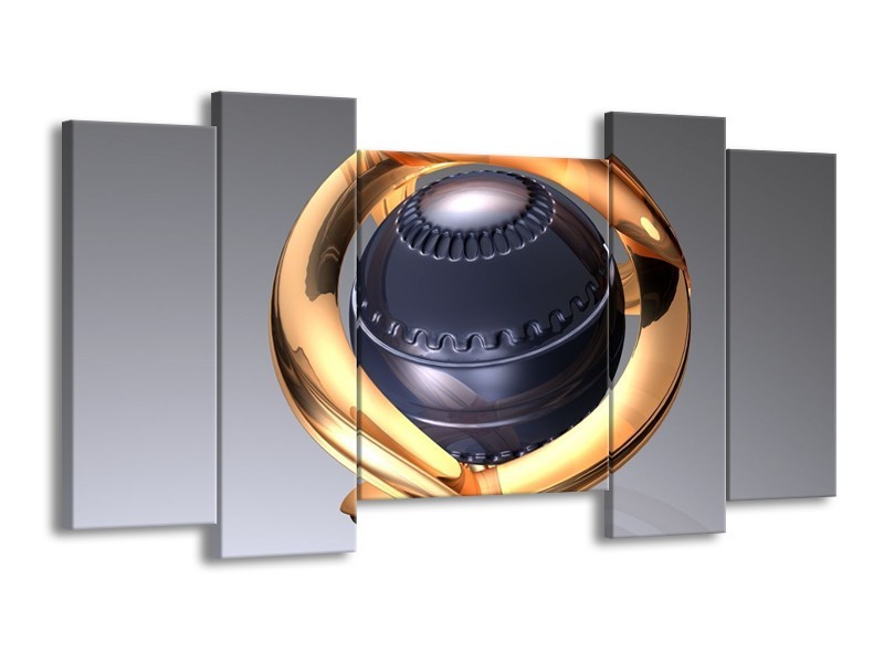 Canvas schilderij Modern | Goud, Grijs | 120x65 5Luik