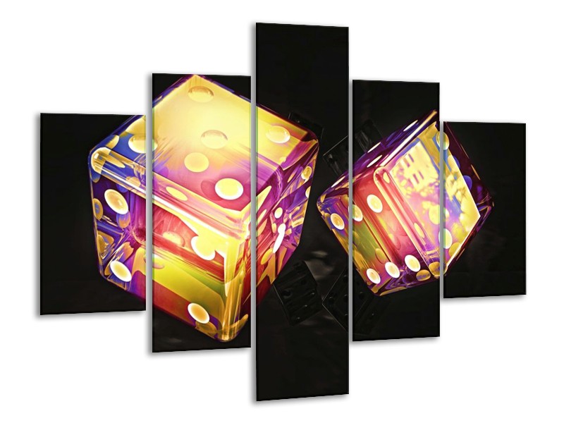 Canvas schilderij Modern | Geel, Paars, Zwart | 100x70cm 5Luik