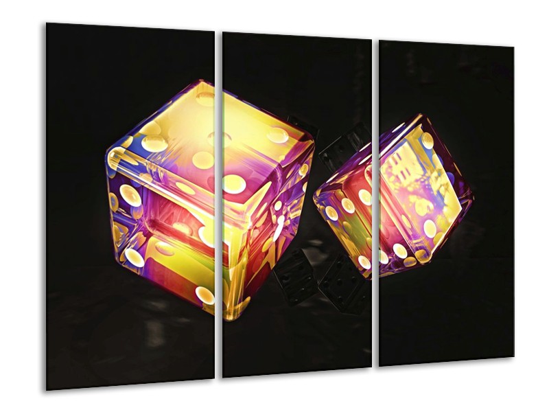 Canvas schilderij Modern | Geel, Paars, Zwart | 120x80cm 3Luik