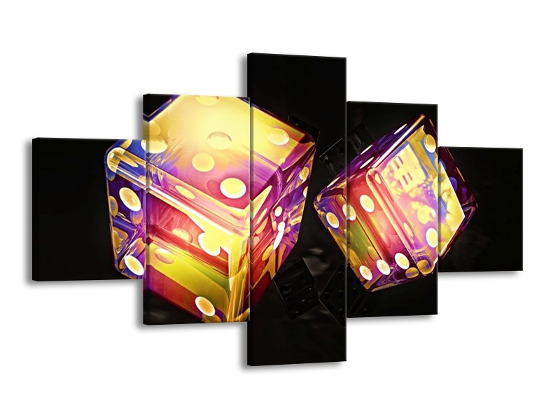 Canvas schilderij Modern | Geel, Paars, Zwart | 125x70cm 5Luik