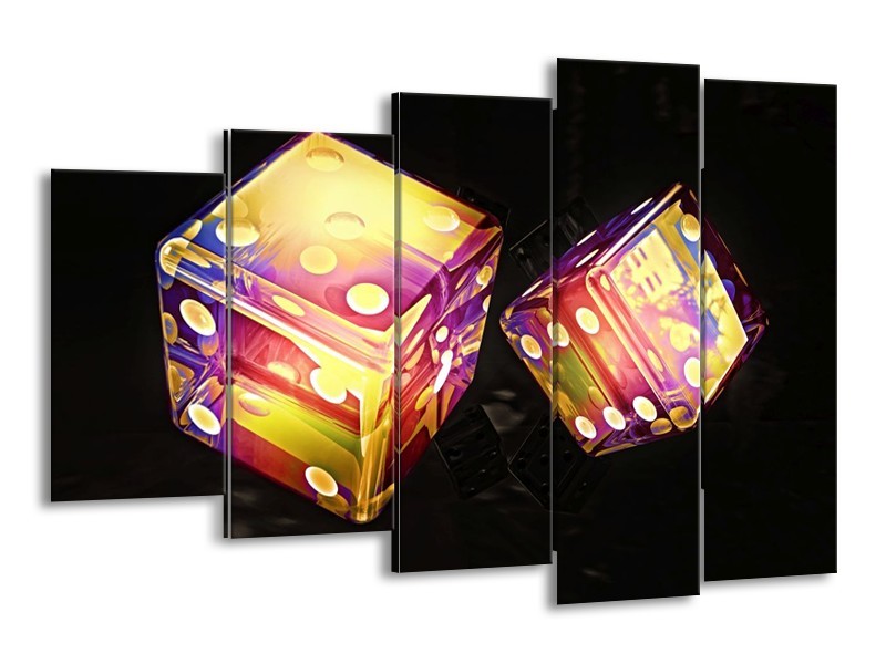 Canvas schilderij Modern | Geel, Paars, Zwart | 150x100cm 5Luik