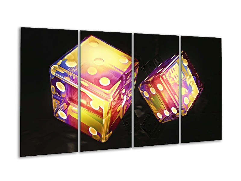 Canvas schilderij Modern | Geel, Paars, Zwart | 160x80cm 4Luik