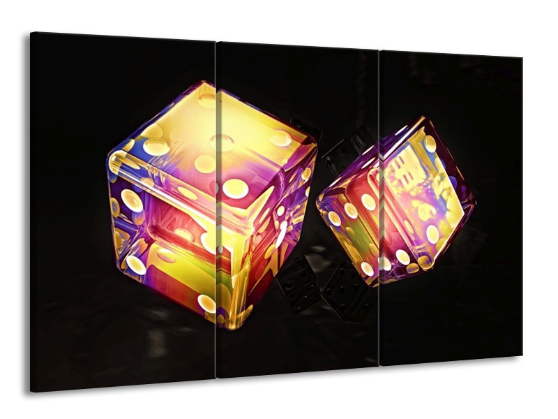 Canvas schilderij Modern | Geel, Paars, Zwart | 165x100cm 3Luik