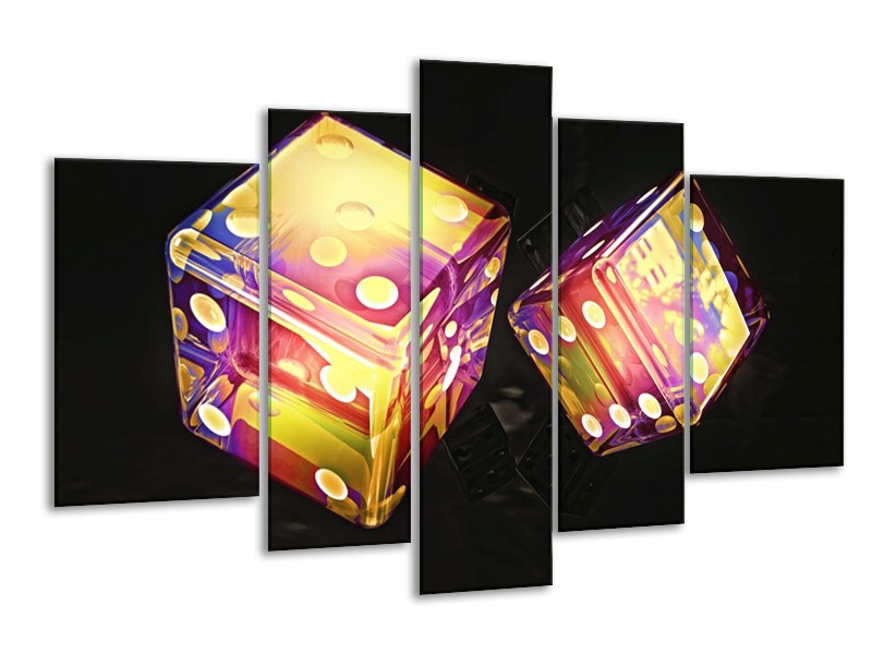 Canvas schilderij Modern | Geel, Paars, Zwart | 170x100cm 5Luik