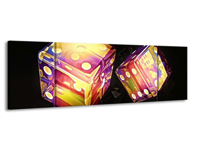 Canvas schilderij Modern | Geel, Paars, Zwart | 170x50cm 3Luik