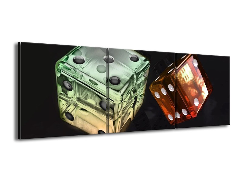 Canvas schilderij Modern | Groen, Rood, Zwart | 150x50cm 3Luik