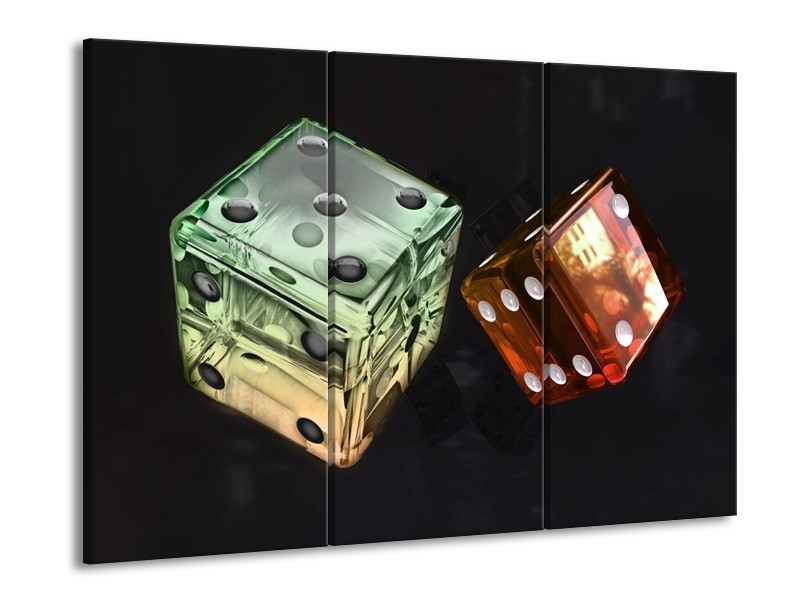 Canvas schilderij Modern | Groen, Rood, Zwart | 90x60cm 3Luik